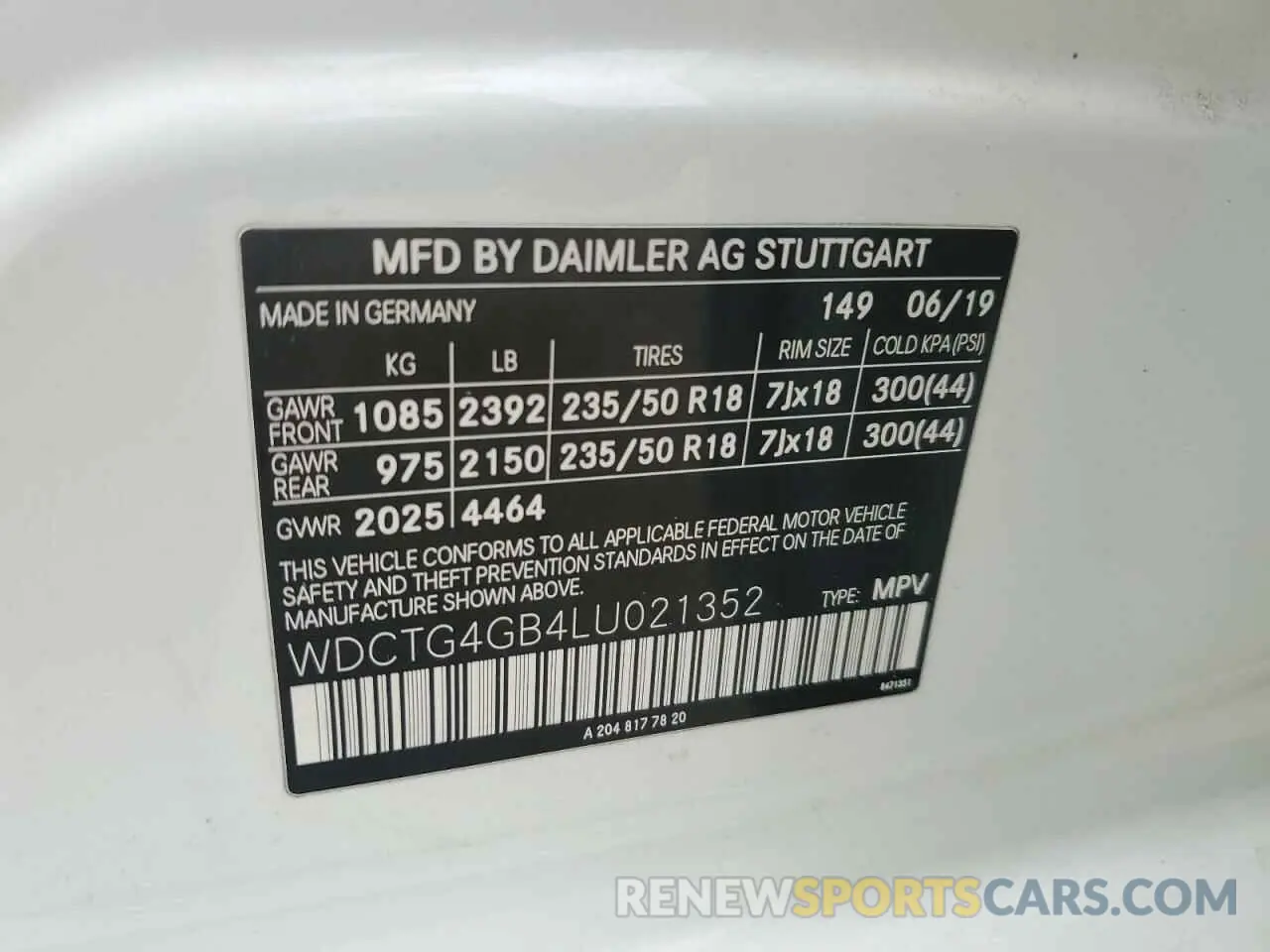 13 Photograph of a damaged car WDCTG4GB4LU021352 MERCEDES-BENZ GLA-CLASS 2020