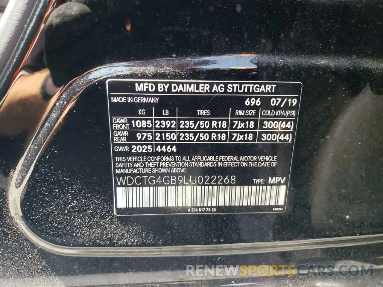 12 Photograph of a damaged car WDCTG4GB9LU022268 MERCEDES-BENZ GLA-CLASS 2020