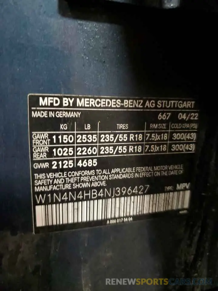 15 Photograph of a damaged car W1N4N4HB4NJ396427 MERCEDES-BENZ GLA-CLASS 2022