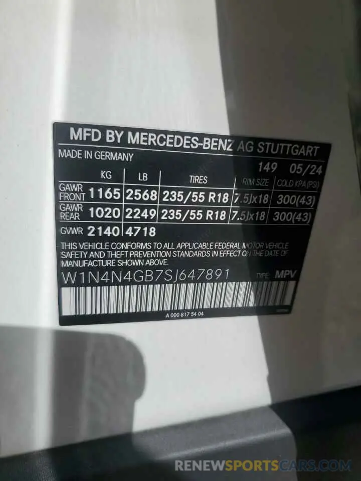 13 Photograph of a damaged car W1N4N4GB7SJ647891 MERCEDES-BENZ GLA-CLASS 2025
