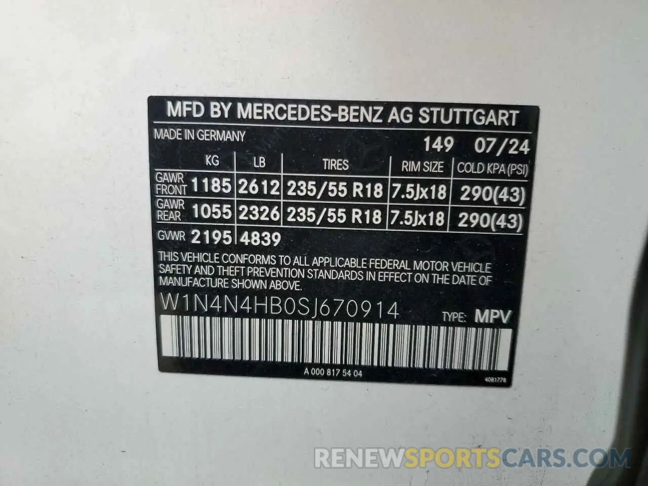 14 Photograph of a damaged car W1N4N4HB0SJ670914 MERCEDES-BENZ GLA-CLASS 2025