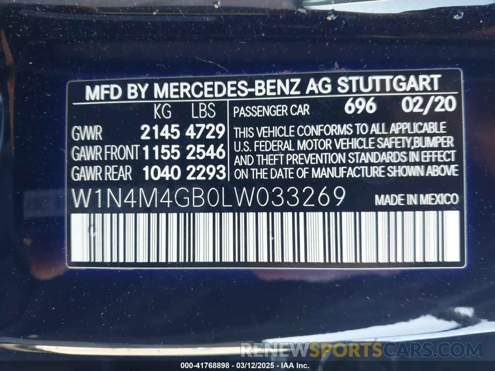 9 Photograph of a damaged car W1N4M4GB0LW033269 MERCEDES-BENZ GLB 250 2020