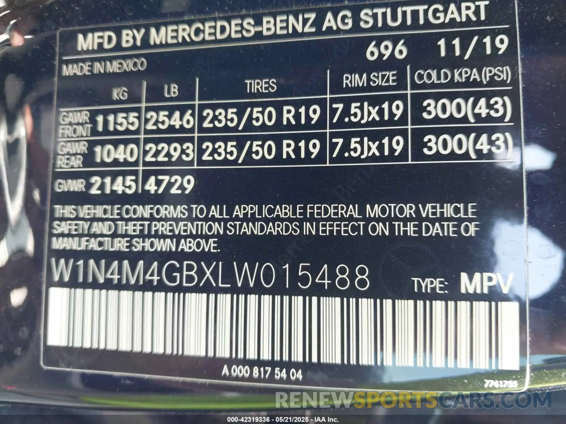 9 Photograph of a damaged car W1N4M4GBXLW015488 MERCEDES-BENZ GLB 250 2020