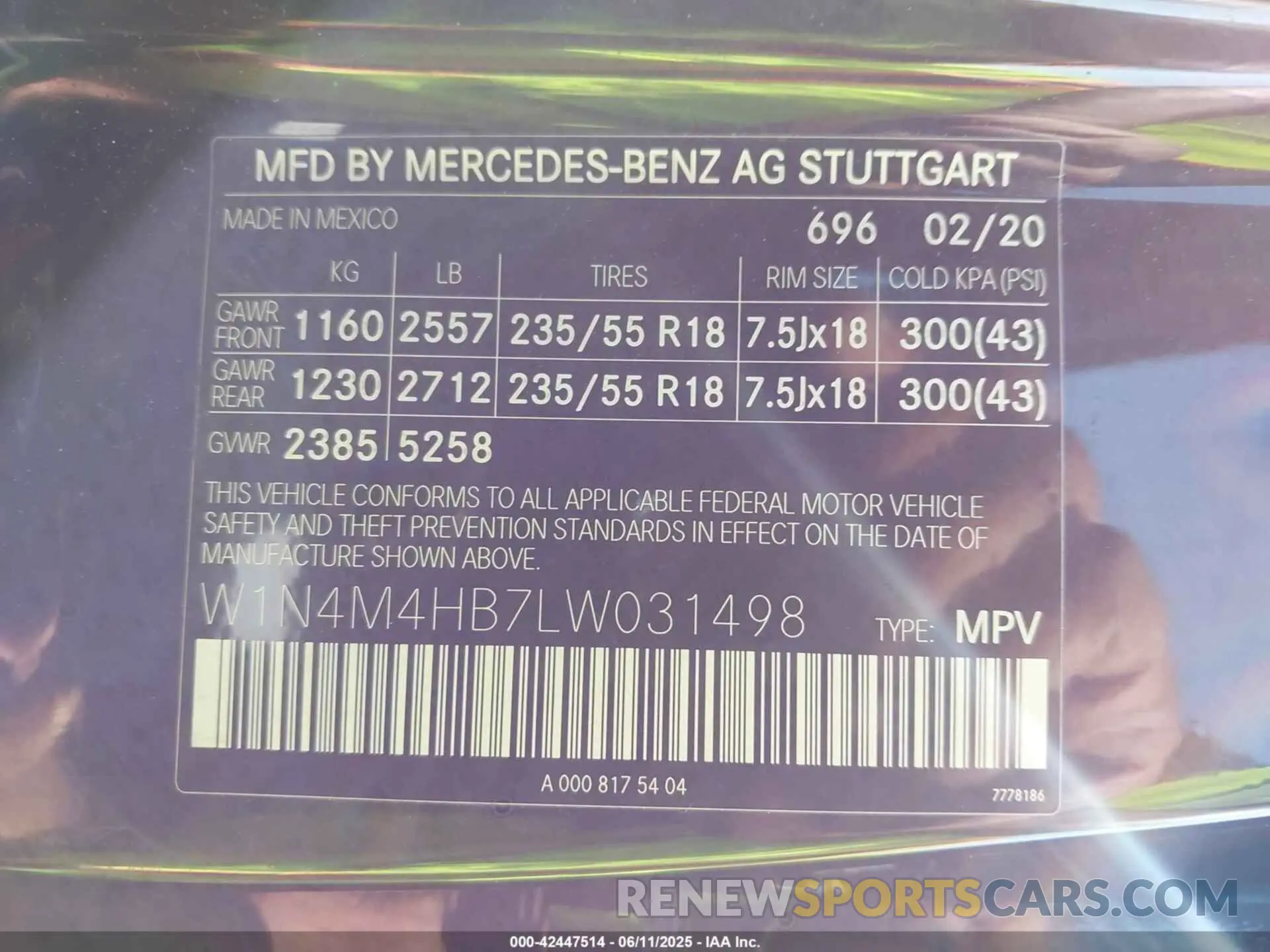 9 Photograph of a damaged car W1N4M4HB7LW031498 MERCEDES-BENZ GLB 250 2020