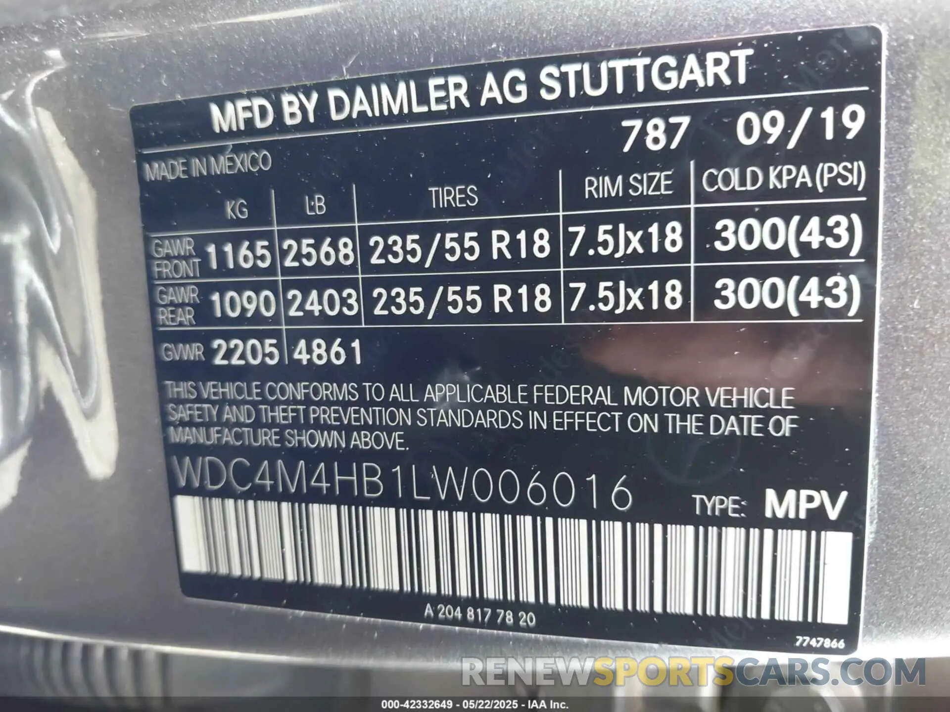 9 Photograph of a damaged car WDC4M4HB1LW006016 MERCEDES-BENZ GLB 250 2020