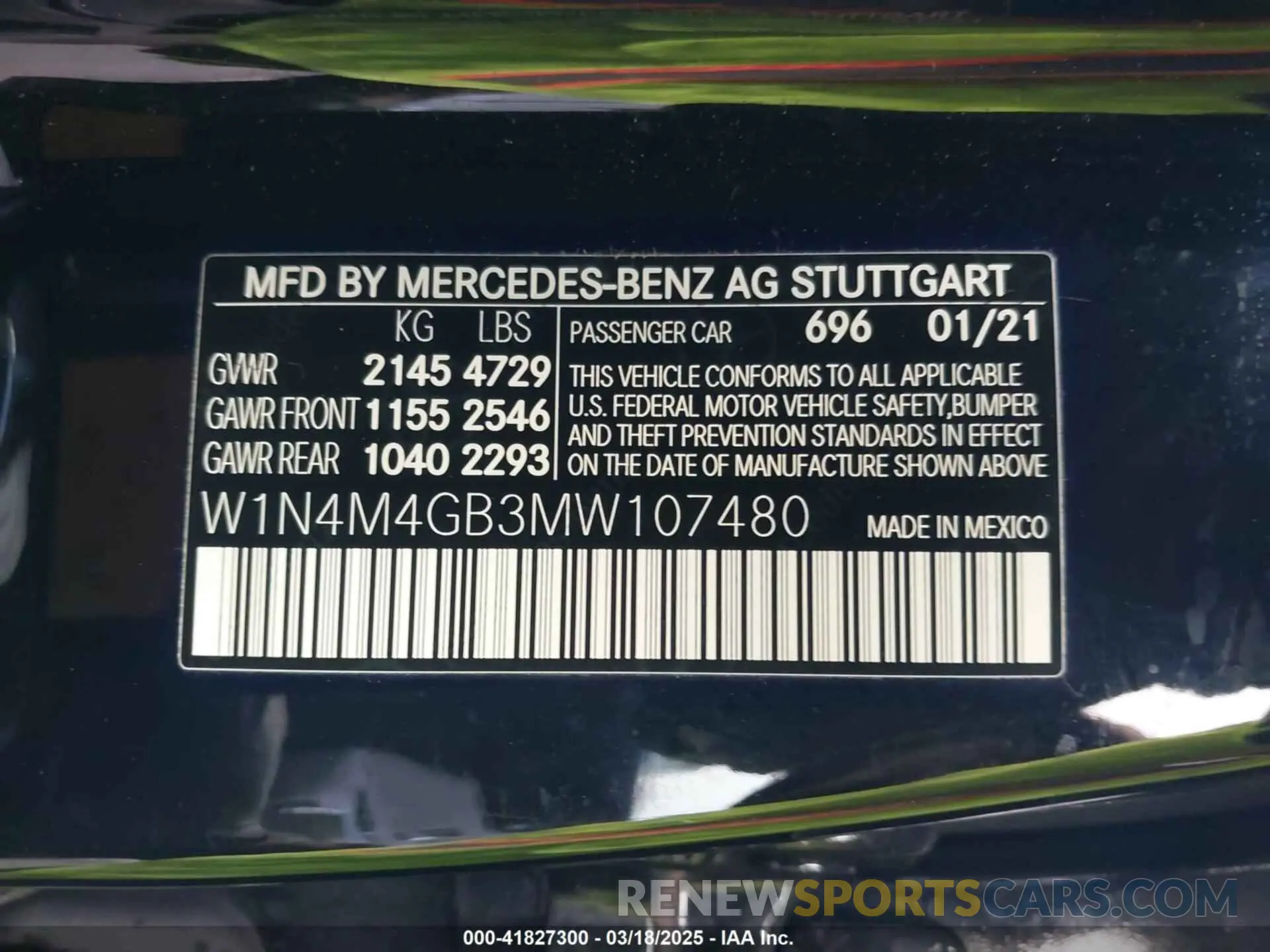 9 Photograph of a damaged car W1N4M4GB3MW107480 MERCEDES-BENZ GLB 250 2021