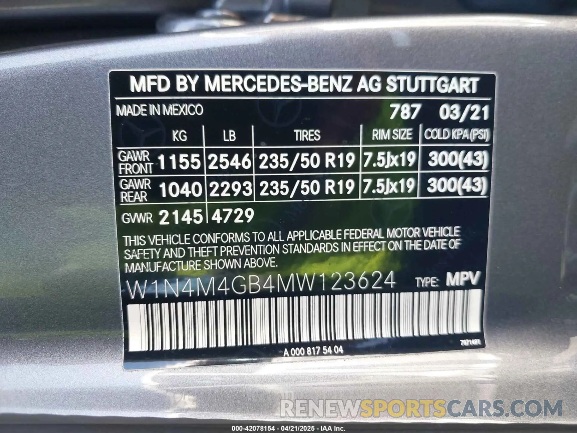 9 Photograph of a damaged car W1N4M4GB4MW123624 MERCEDES-BENZ GLB 250 2021