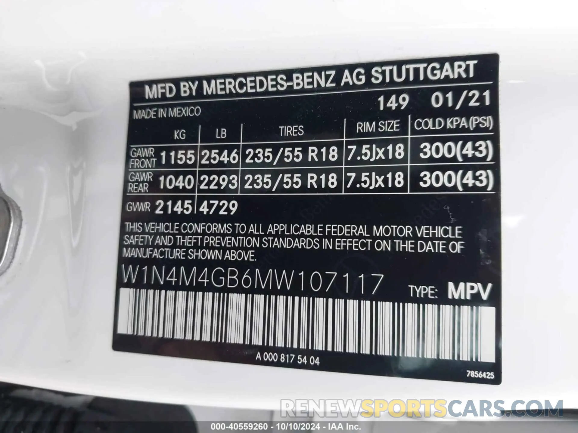 9 Photograph of a damaged car W1N4M4GB6MW107117 MERCEDES-BENZ GLB 250 2021