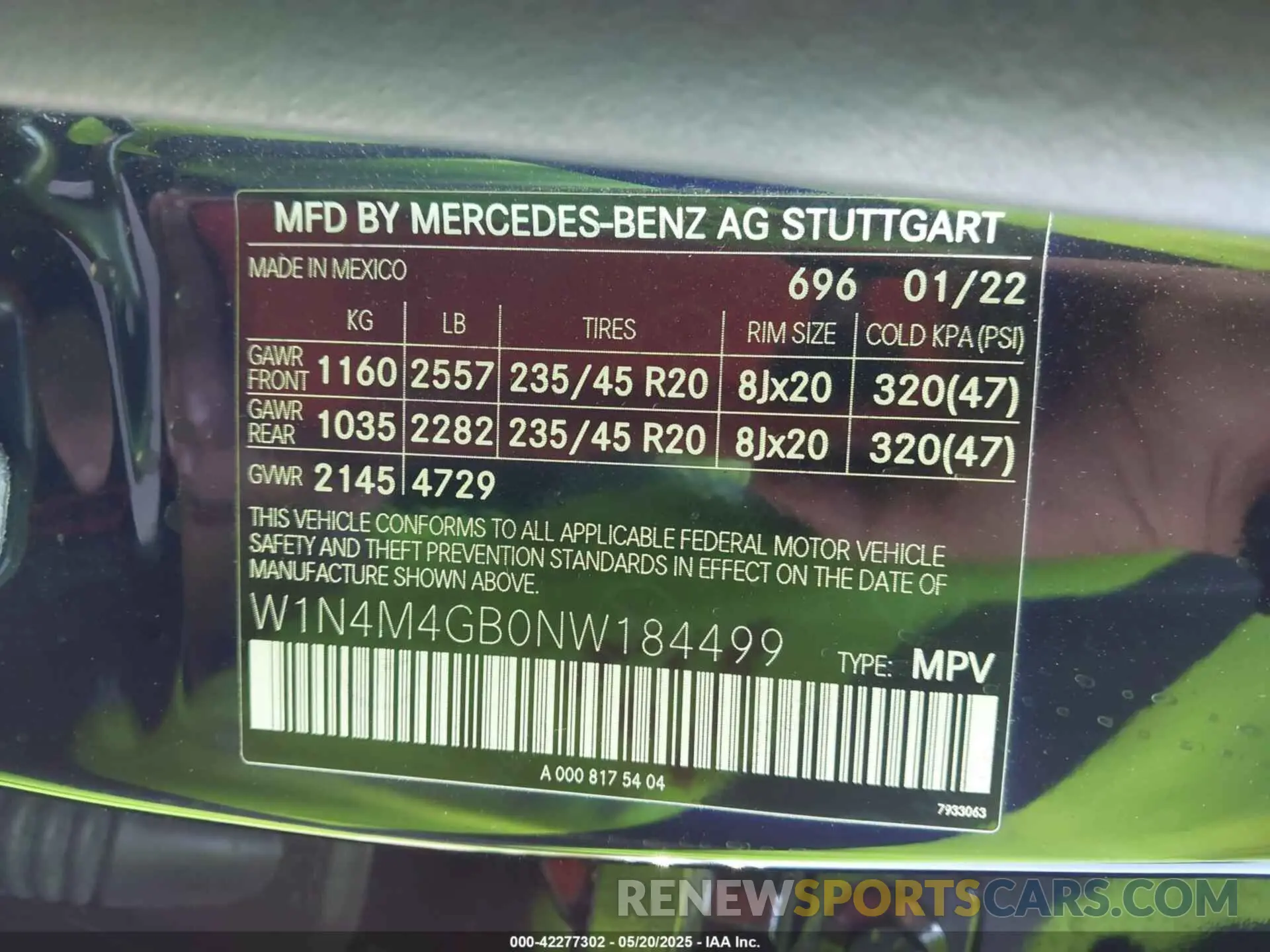 9 Photograph of a damaged car W1N4M4GB0NW184499 MERCEDES-BENZ GLB 250 2022