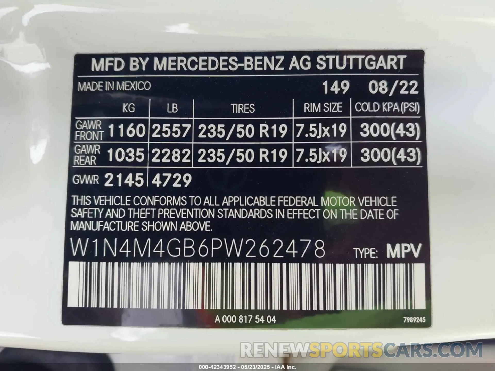 9 Photograph of a damaged car W1N4M4GB6PW262478 MERCEDES-BENZ GLB 250 2023