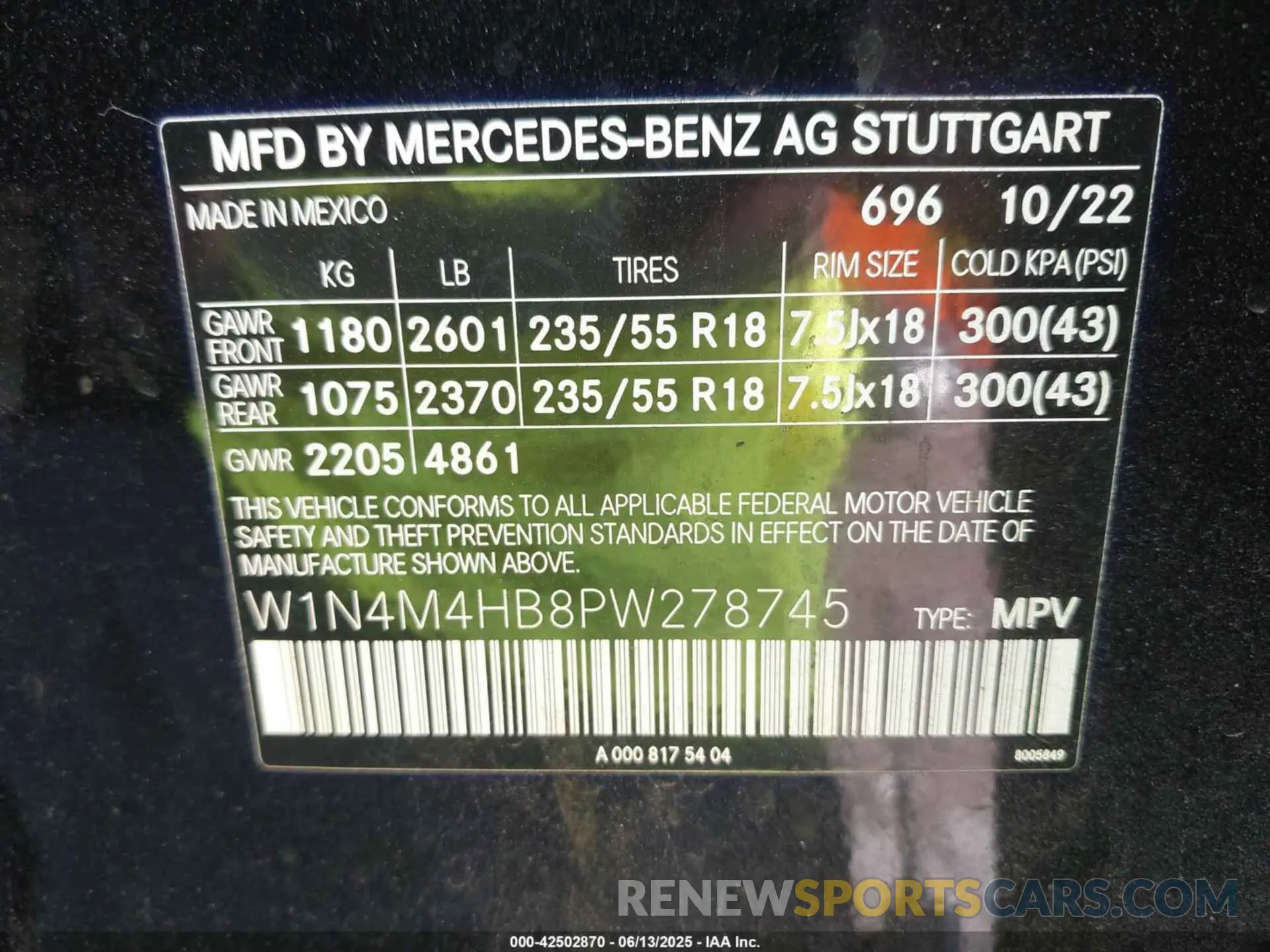 9 Photograph of a damaged car W1N4M4HB8PW278745 MERCEDES-BENZ GLB 250 2023