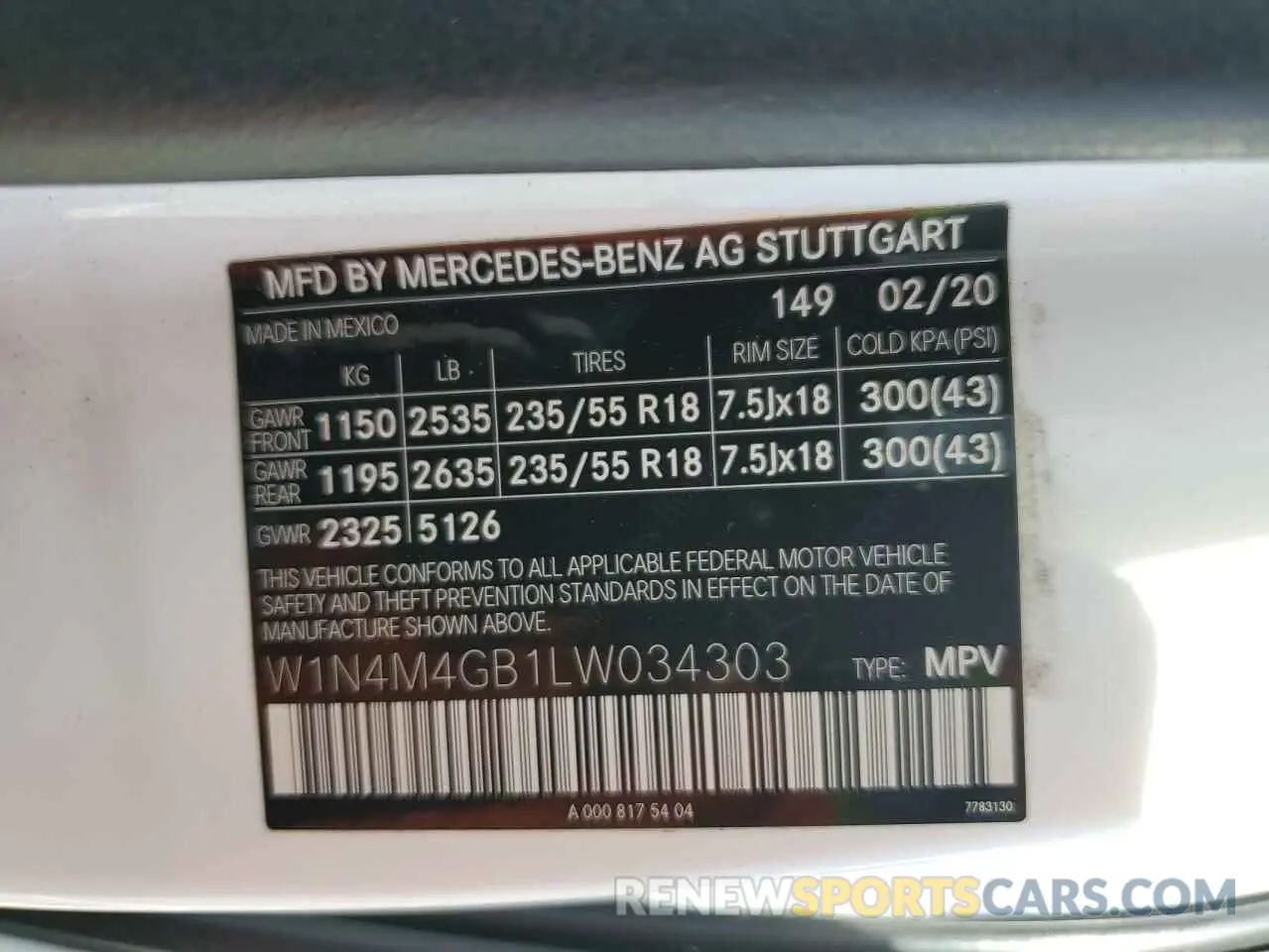 14 Photograph of a damaged car W1N4M4GB1LW034303 MERCEDES-BENZ GLB-CLASS 2020