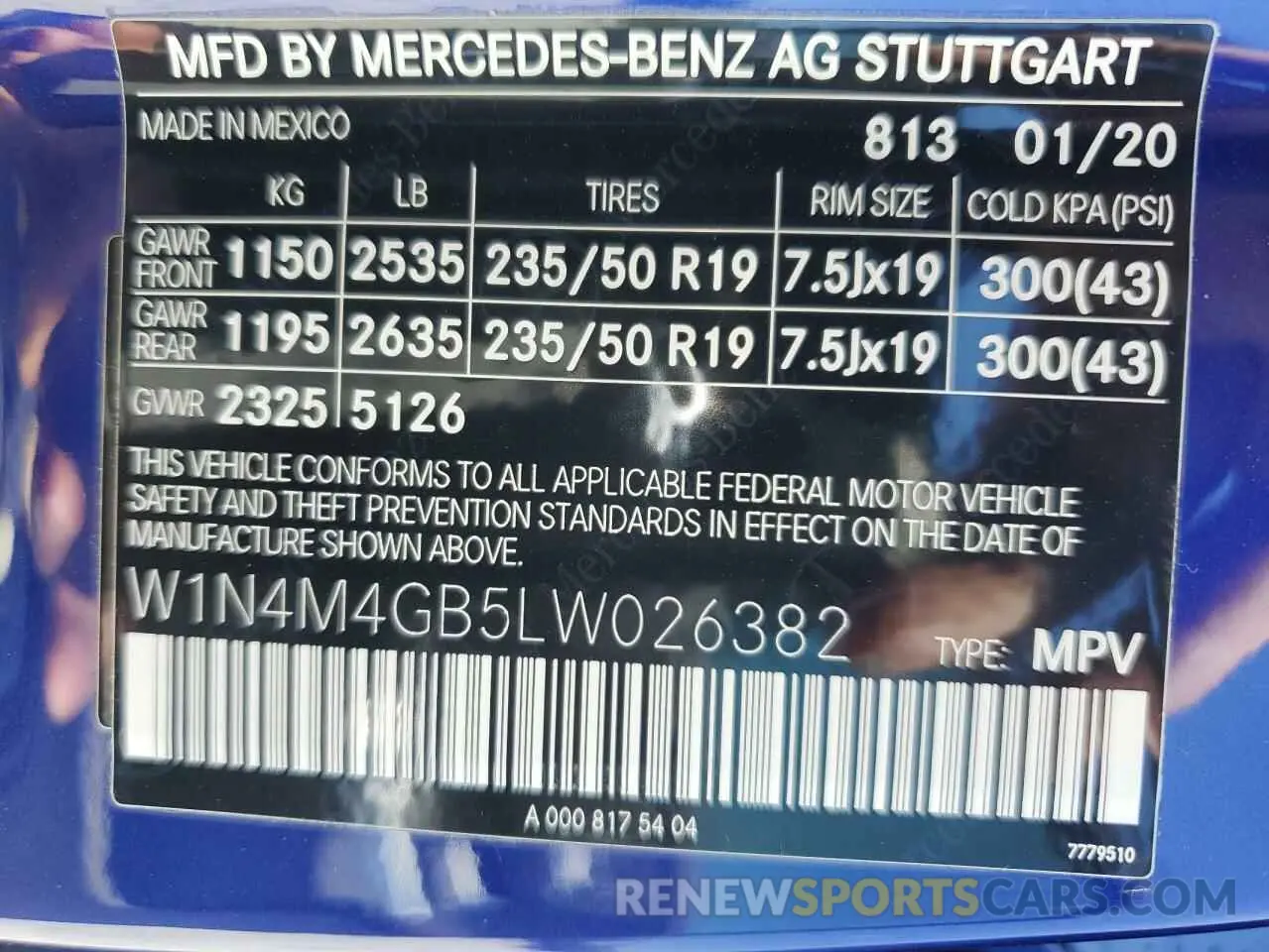 13 Photograph of a damaged car W1N4M4GB5LW026382 MERCEDES-BENZ GLB-CLASS 2020