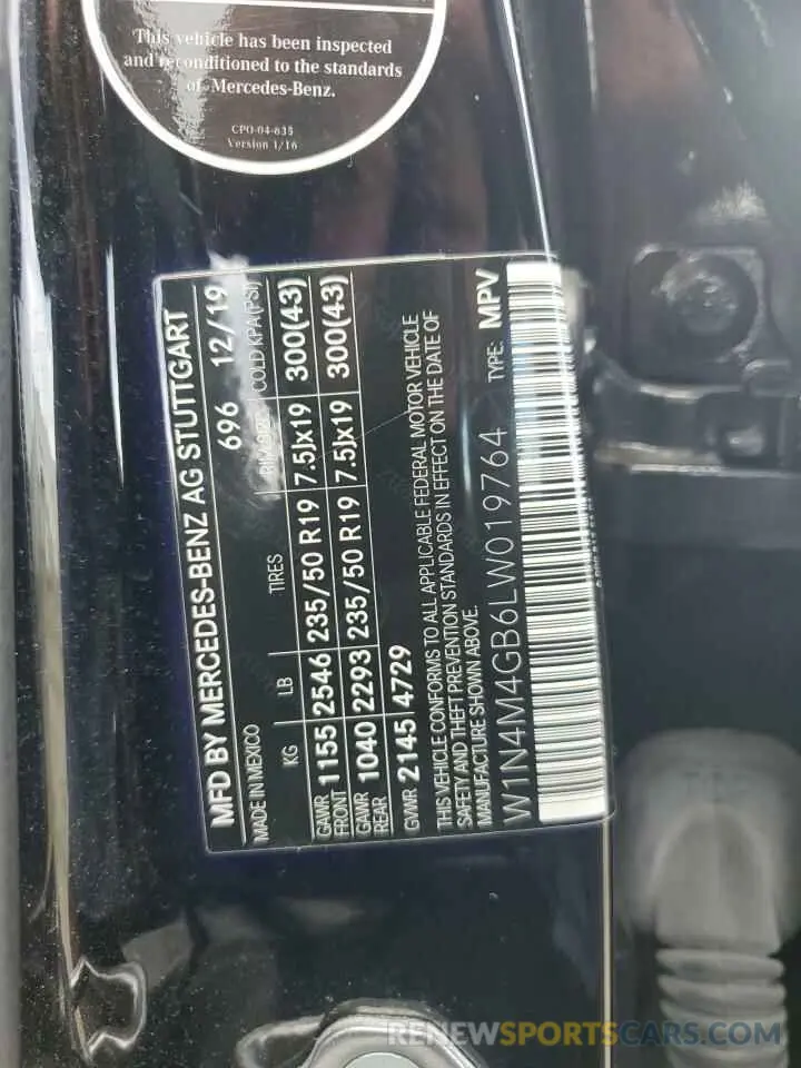 13 Photograph of a damaged car W1N4M4GB6LW019764 MERCEDES-BENZ GLB-CLASS 2020