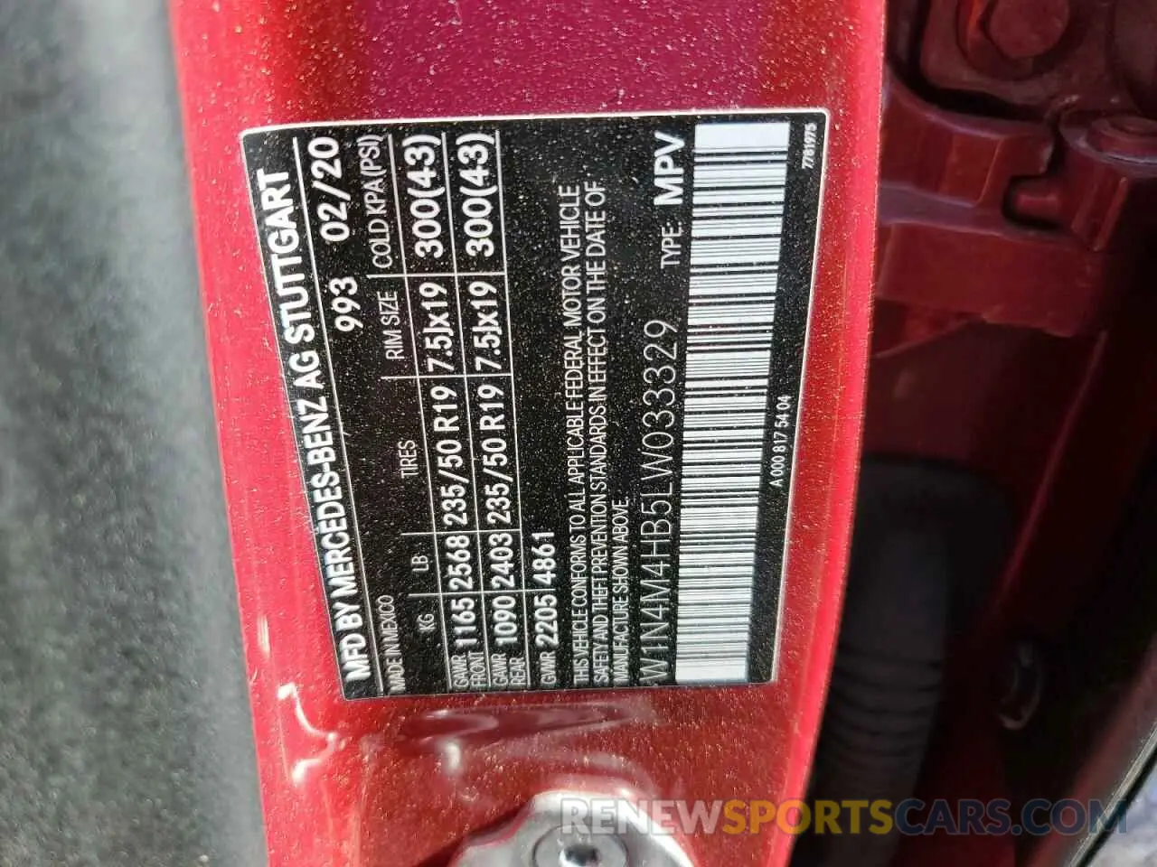 13 Photograph of a damaged car W1N4M4HB5LW033329 MERCEDES-BENZ GLB-CLASS 2020