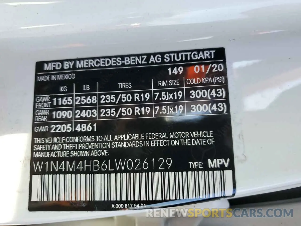15 Photograph of a damaged car W1N4M4HB6LW026129 MERCEDES-BENZ GLB-CLASS 2020