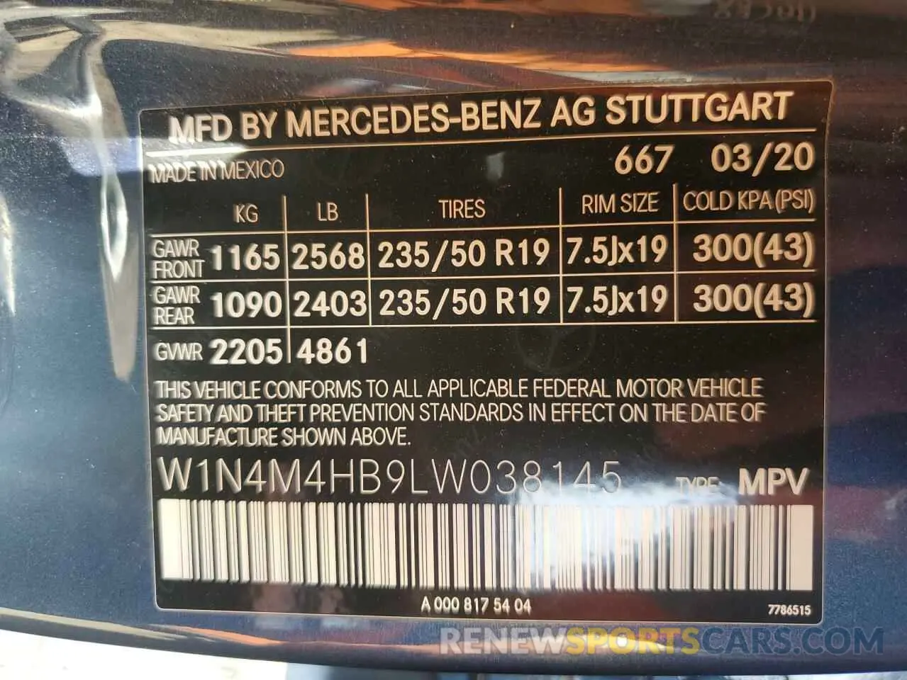 12 Photograph of a damaged car W1N4M4HB9LW038145 MERCEDES-BENZ GLB-CLASS 2020
