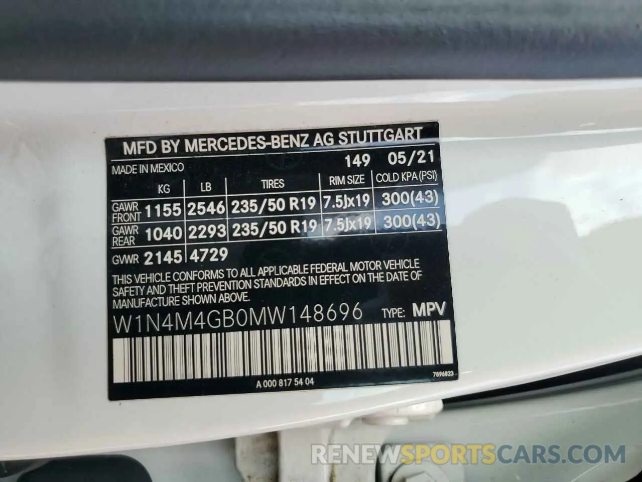 13 Photograph of a damaged car W1N4M4GB0MW148696 MERCEDES-BENZ GLB-CLASS 2021