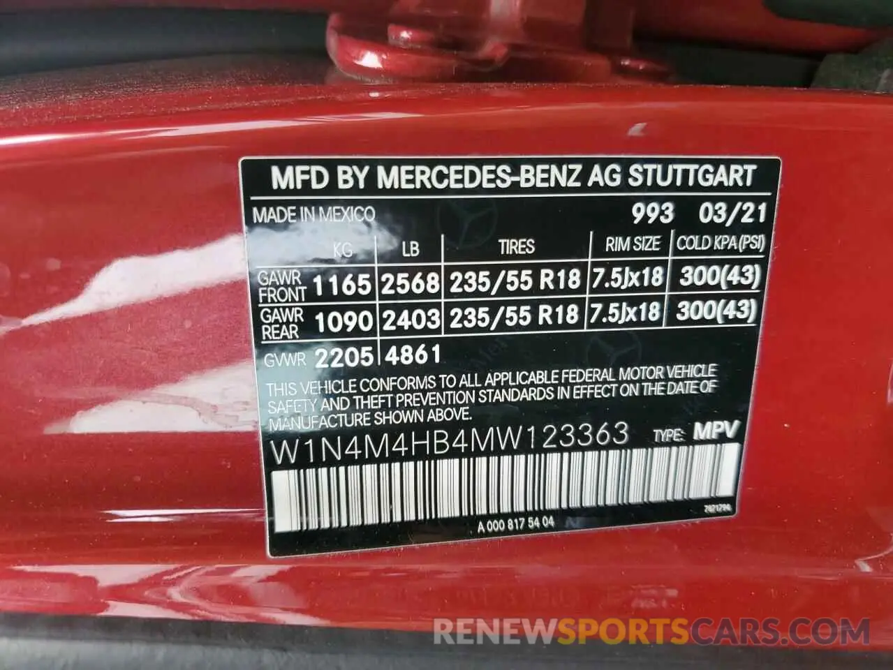 13 Photograph of a damaged car W1N4M4HB4MW123363 MERCEDES-BENZ GLB-CLASS 2021