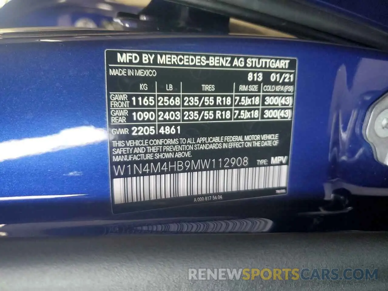 13 Photograph of a damaged car W1N4M4HB9MW112908 MERCEDES-BENZ GLB-CLASS 2021