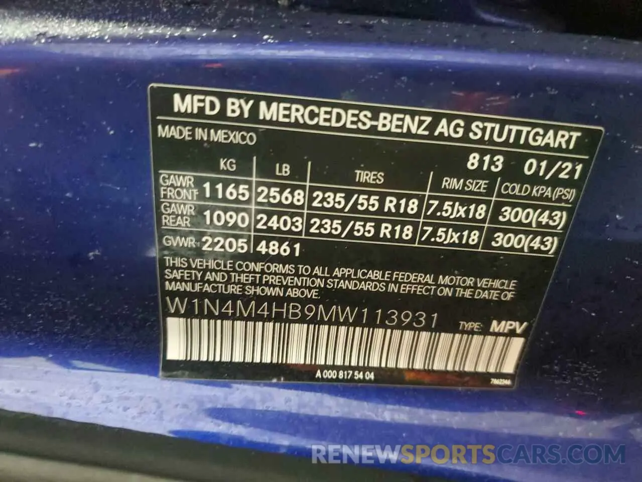 15 Photograph of a damaged car W1N4M4HB9MW113931 MERCEDES-BENZ GLB-CLASS 2021