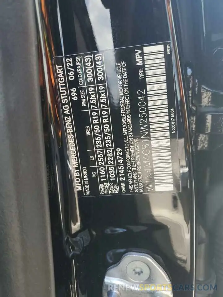 13 Photograph of a damaged car W1N4M4GB1NW250042 MERCEDES-BENZ GLB-CLASS 2022