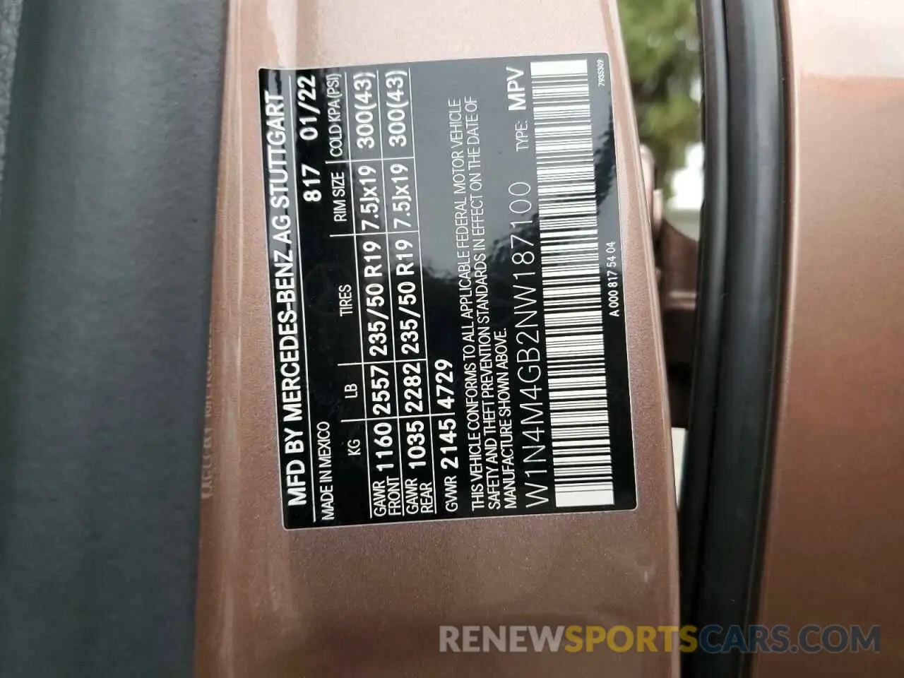 14 Photograph of a damaged car W1N4M4GB2NW187100 MERCEDES-BENZ GLB-CLASS 2022