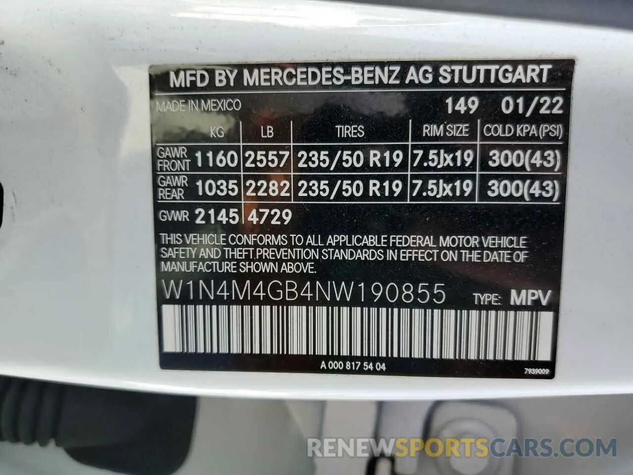 14 Photograph of a damaged car W1N4M4GB4NW190855 MERCEDES-BENZ GLB-CLASS 2022