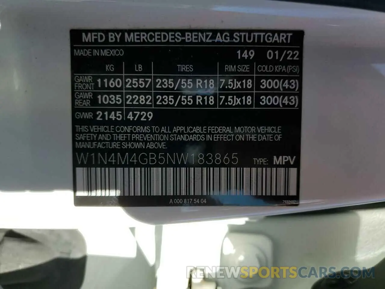 13 Photograph of a damaged car W1N4M4GB5NW183865 MERCEDES-BENZ GLB-CLASS 2022