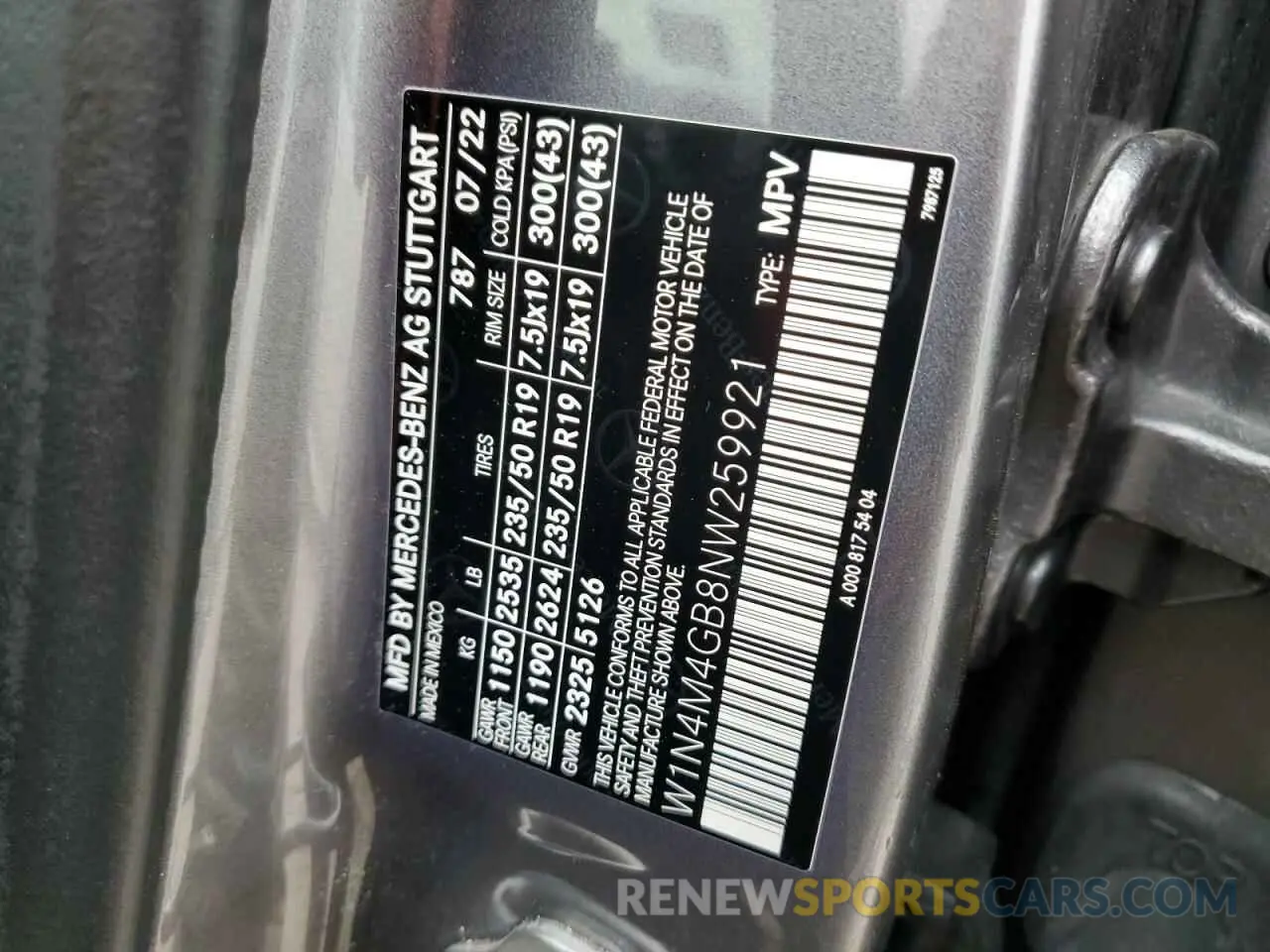 14 Photograph of a damaged car W1N4M4GB8NW259921 MERCEDES-BENZ GLB-CLASS 2022