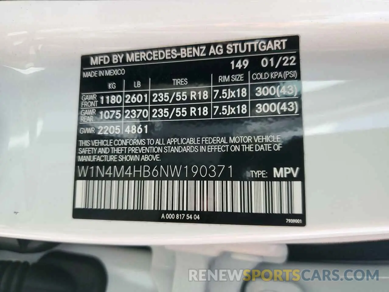 13 Photograph of a damaged car W1N4M4HB6NW190371 MERCEDES-BENZ GLB-CLASS 2022