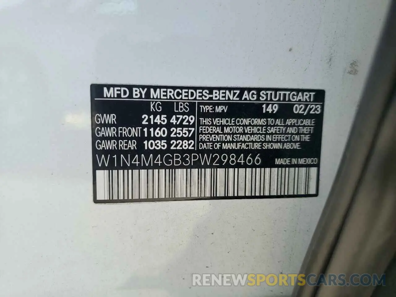 14 Photograph of a damaged car W1N4M4GB3PW298466 MERCEDES-BENZ GLB-CLASS 2023
