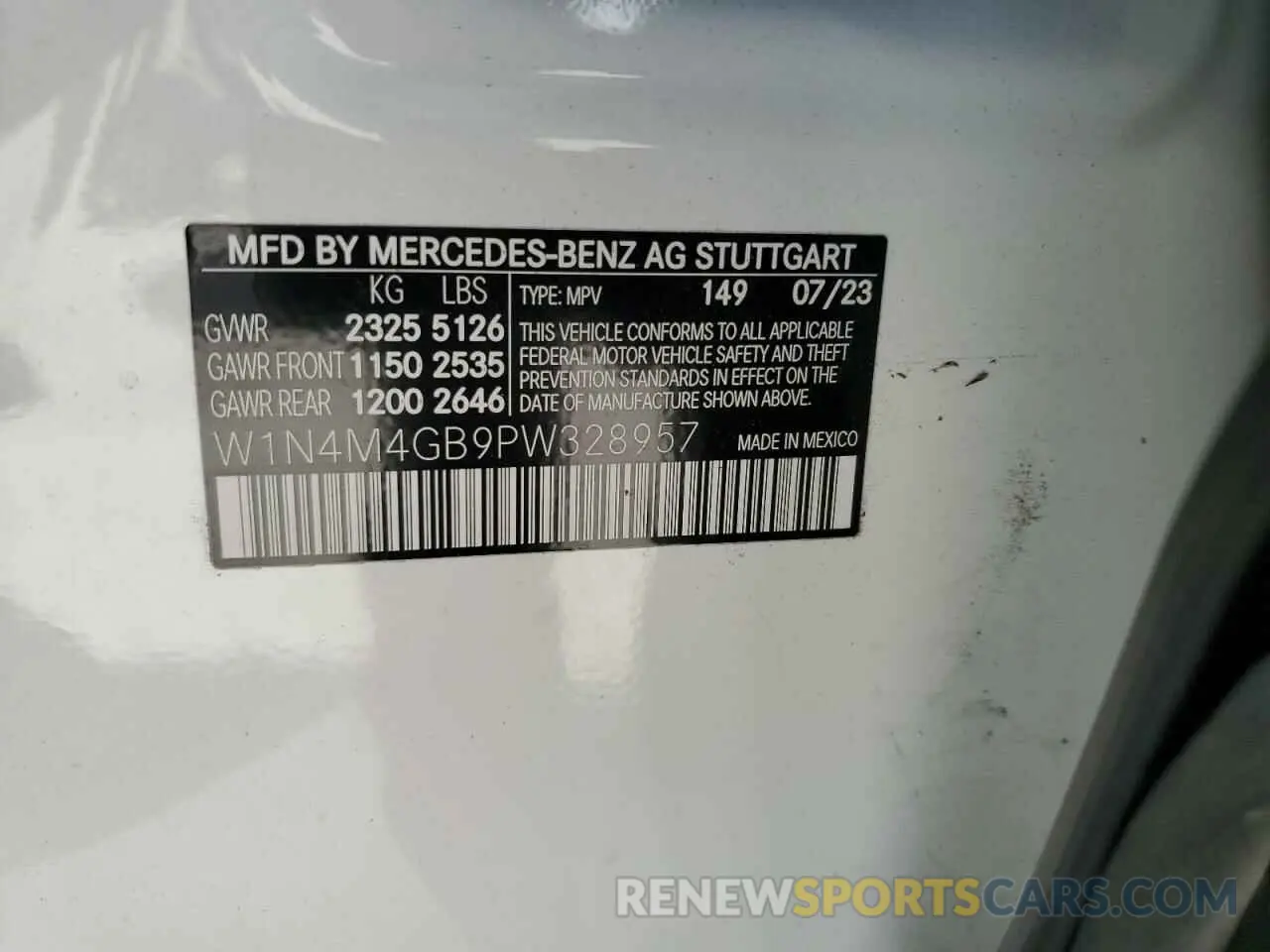 14 Photograph of a damaged car W1N4M4GB9PW328957 MERCEDES-BENZ GLB-CLASS 2023
