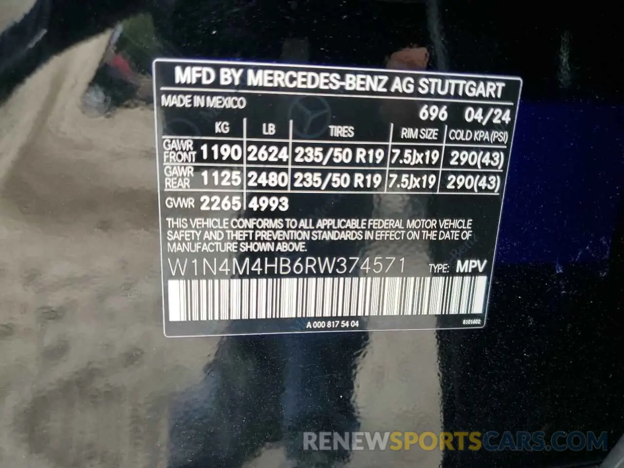 13 Photograph of a damaged car W1N4M4HB6RW374571 MERCEDES-BENZ GLB-CLASS 2024