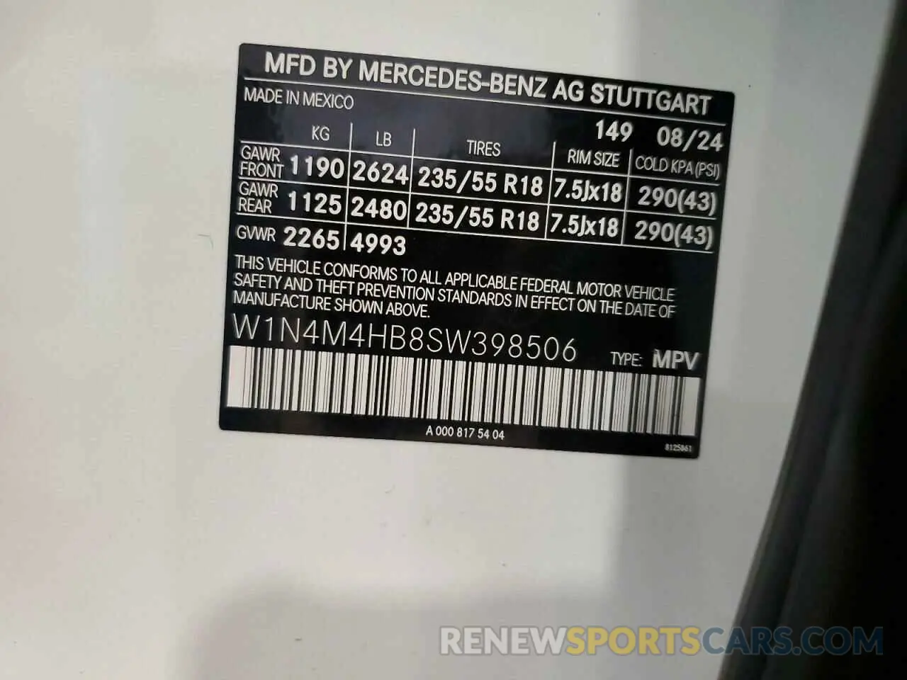 12 Photograph of a damaged car W1N4M4HB8SW398506 MERCEDES-BENZ GLB-CLASS 2025