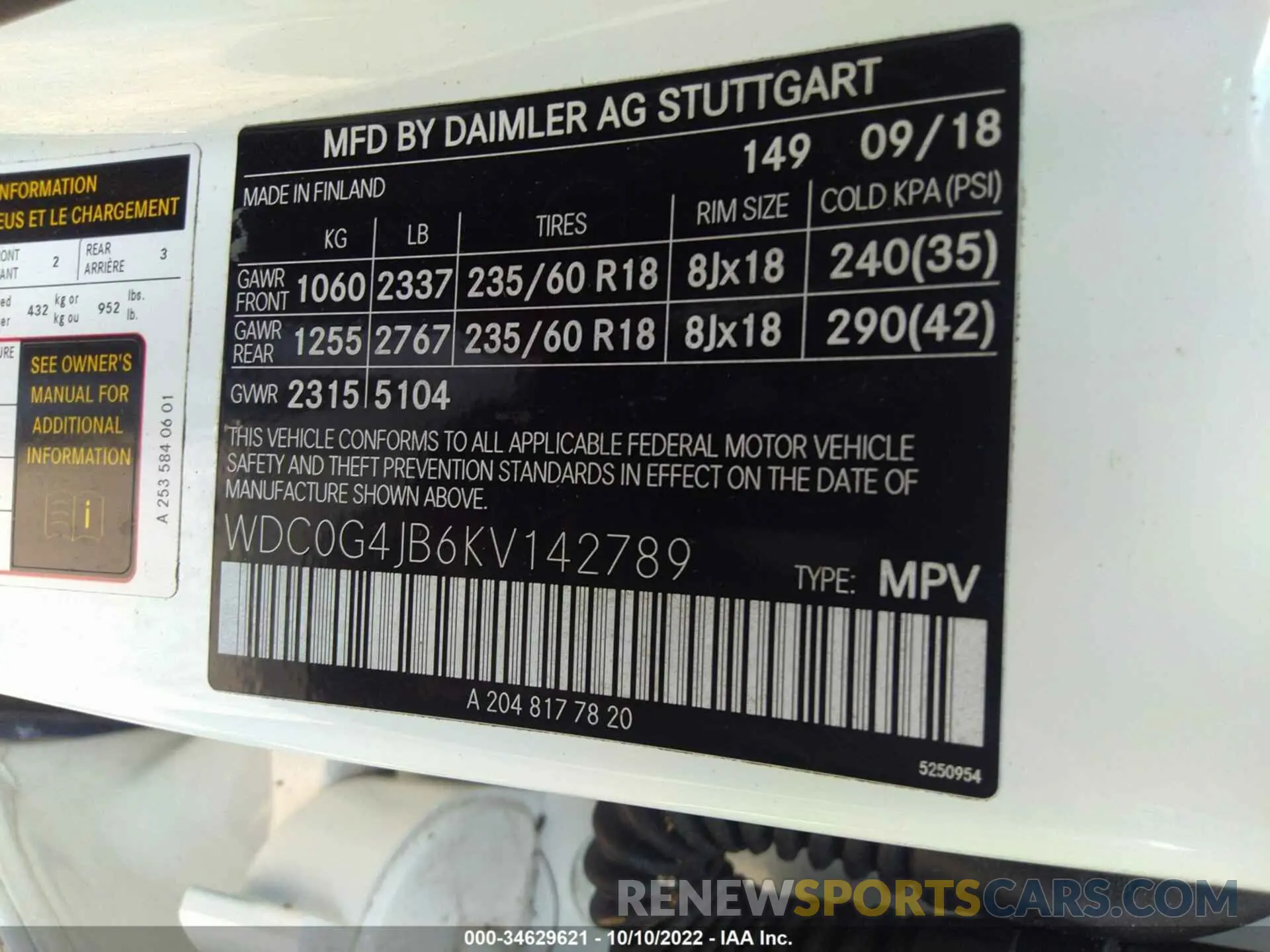 9 Photograph of a damaged car WDC0G4JB6KV142789 MERCEDES-BENZ GLC 2019