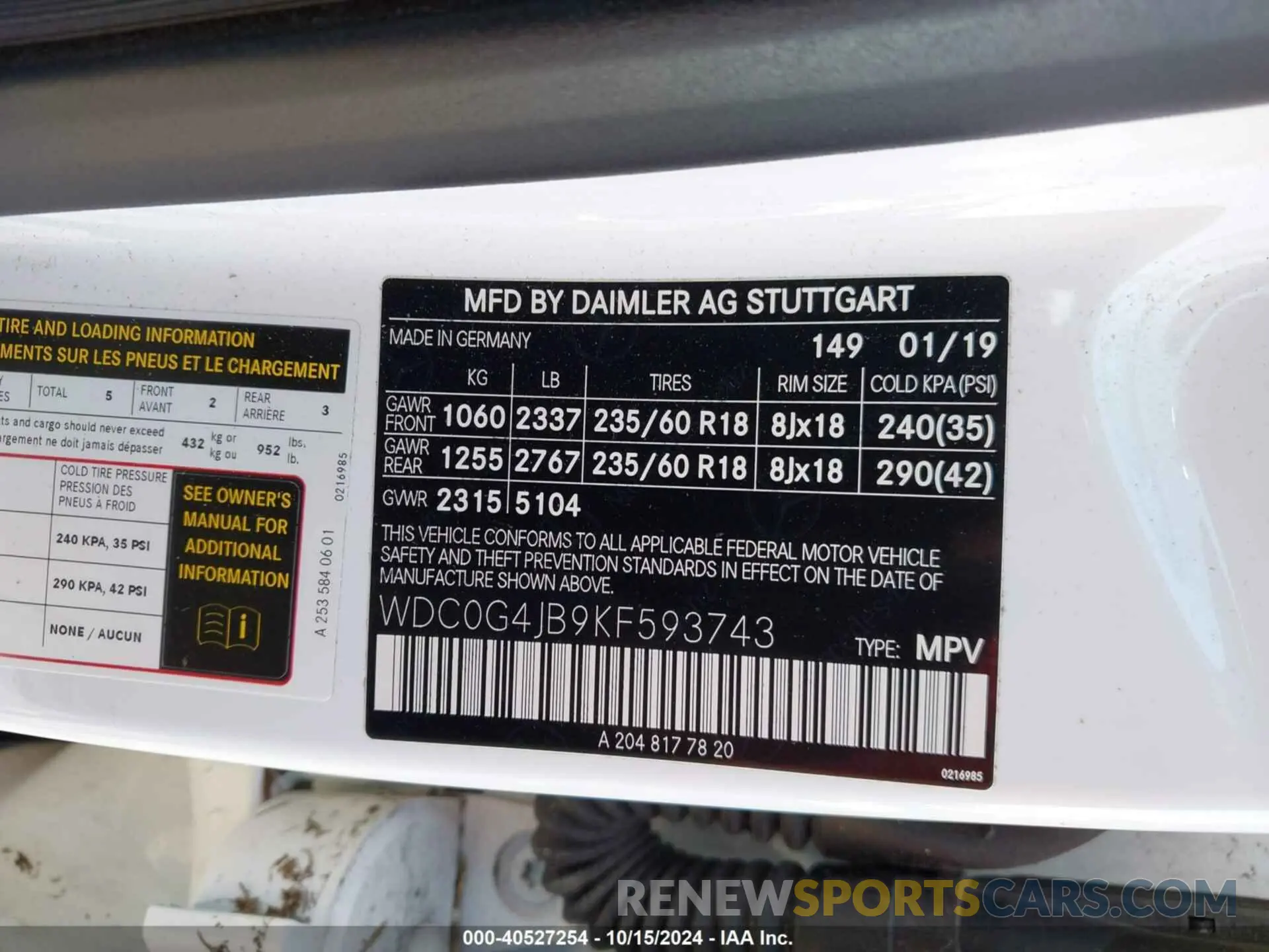 9 Photograph of a damaged car WDC0G4JB9KF593743 MERCEDES-BENZ GLC 2019