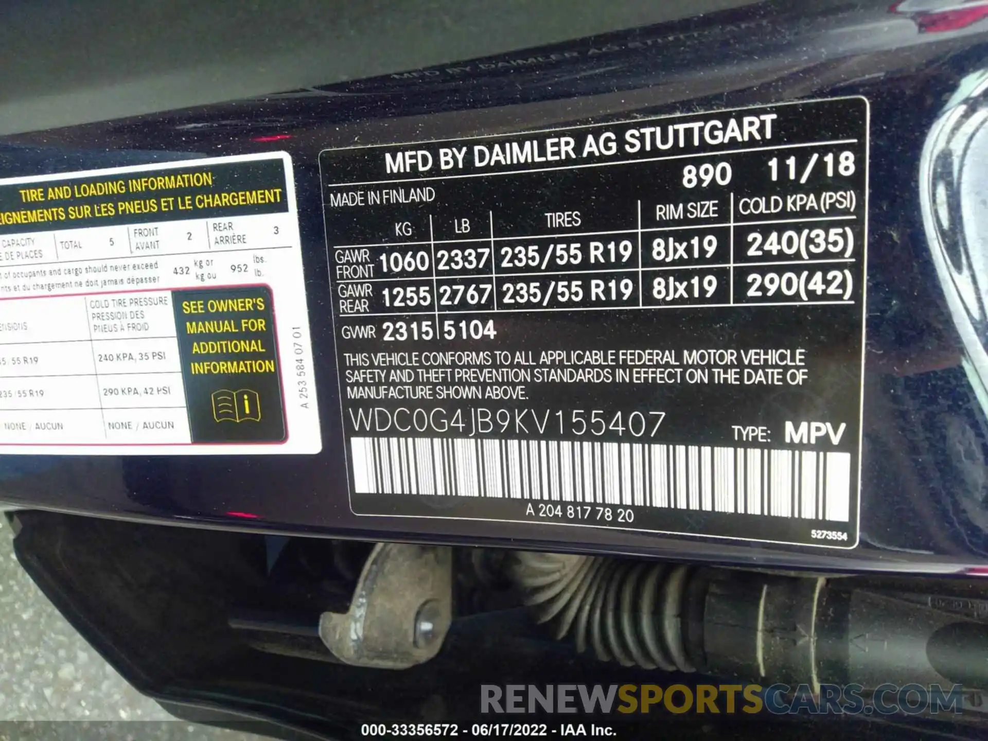 9 Photograph of a damaged car WDC0G4JB9KV155407 MERCEDES-BENZ GLC 2019