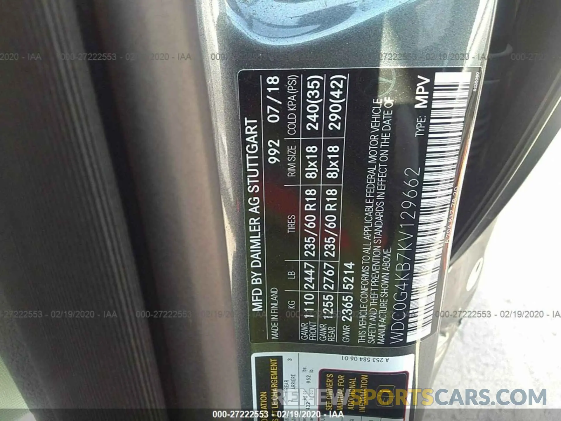 9 Photograph of a damaged car WDC0G4KB7KV129662 MERCEDES-BENZ GLC 2019