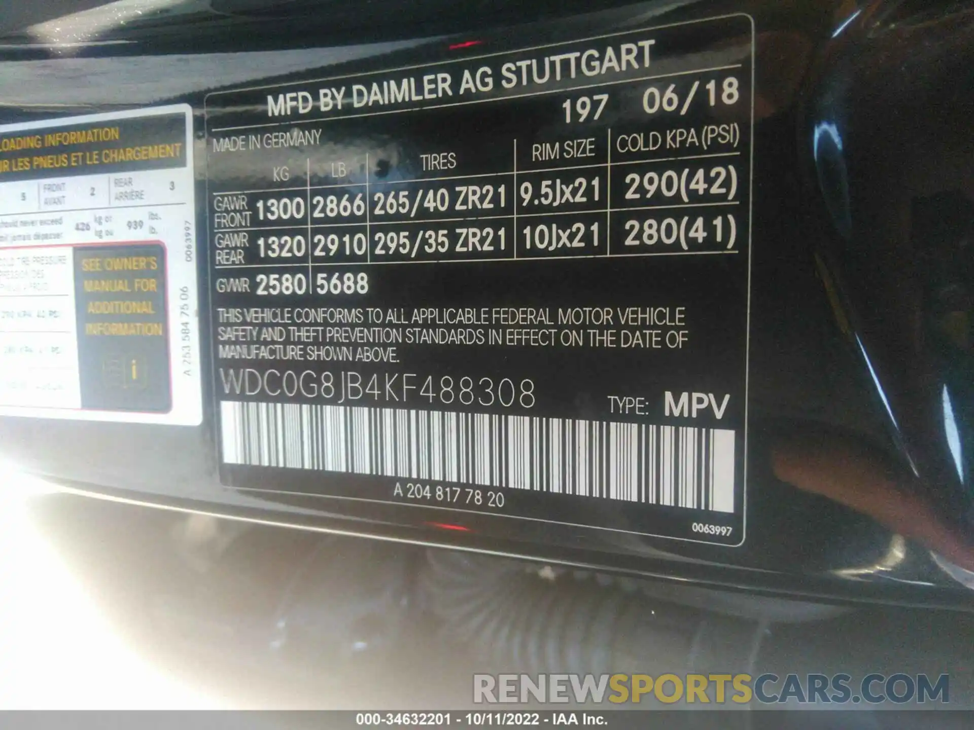 9 Photograph of a damaged car WDC0G8JB4KF488308 MERCEDES-BENZ GLC 2019