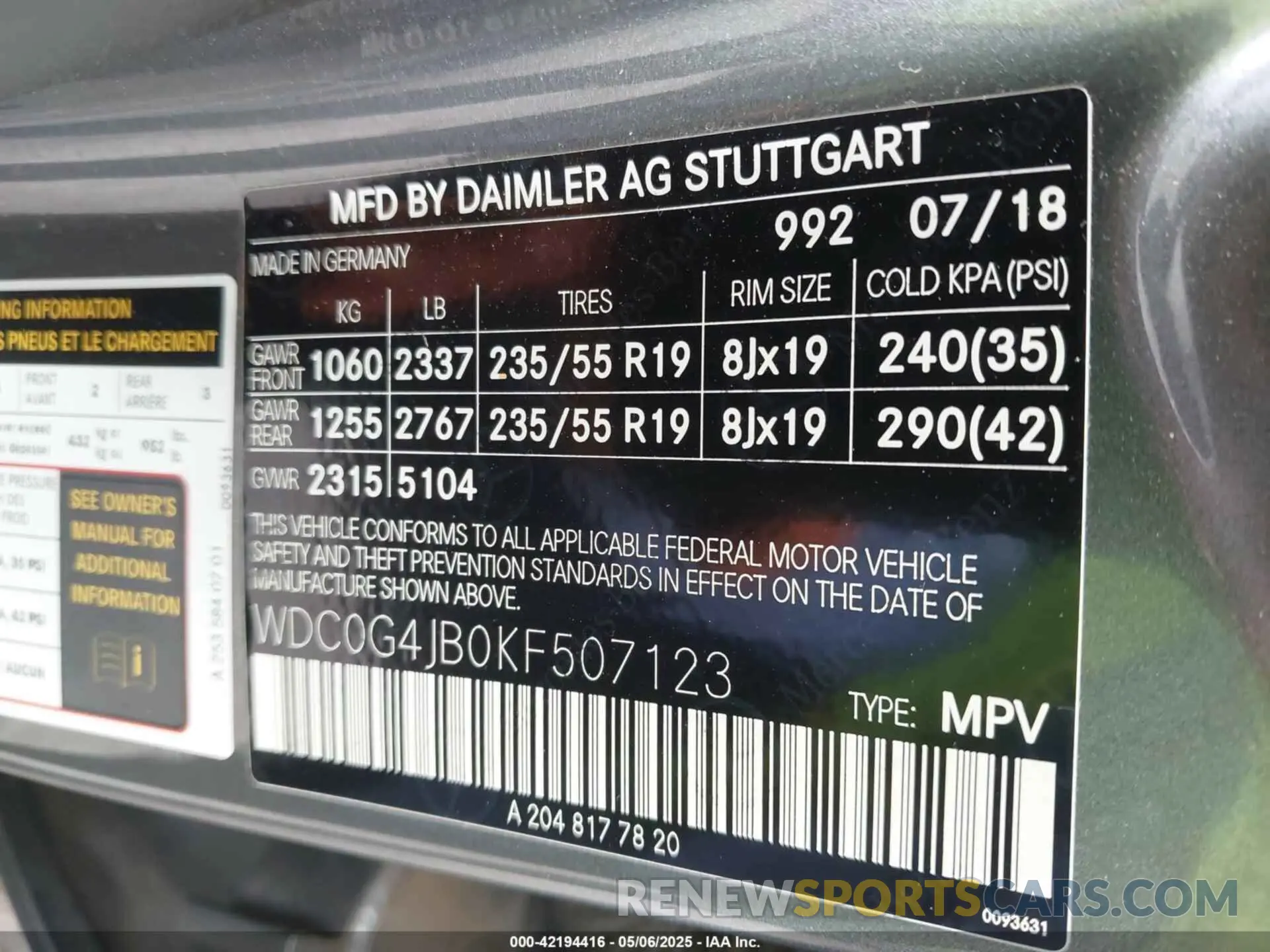 9 Photograph of a damaged car WDC0G4JB0KF507123 MERCEDES-BENZ GLC 300 2019