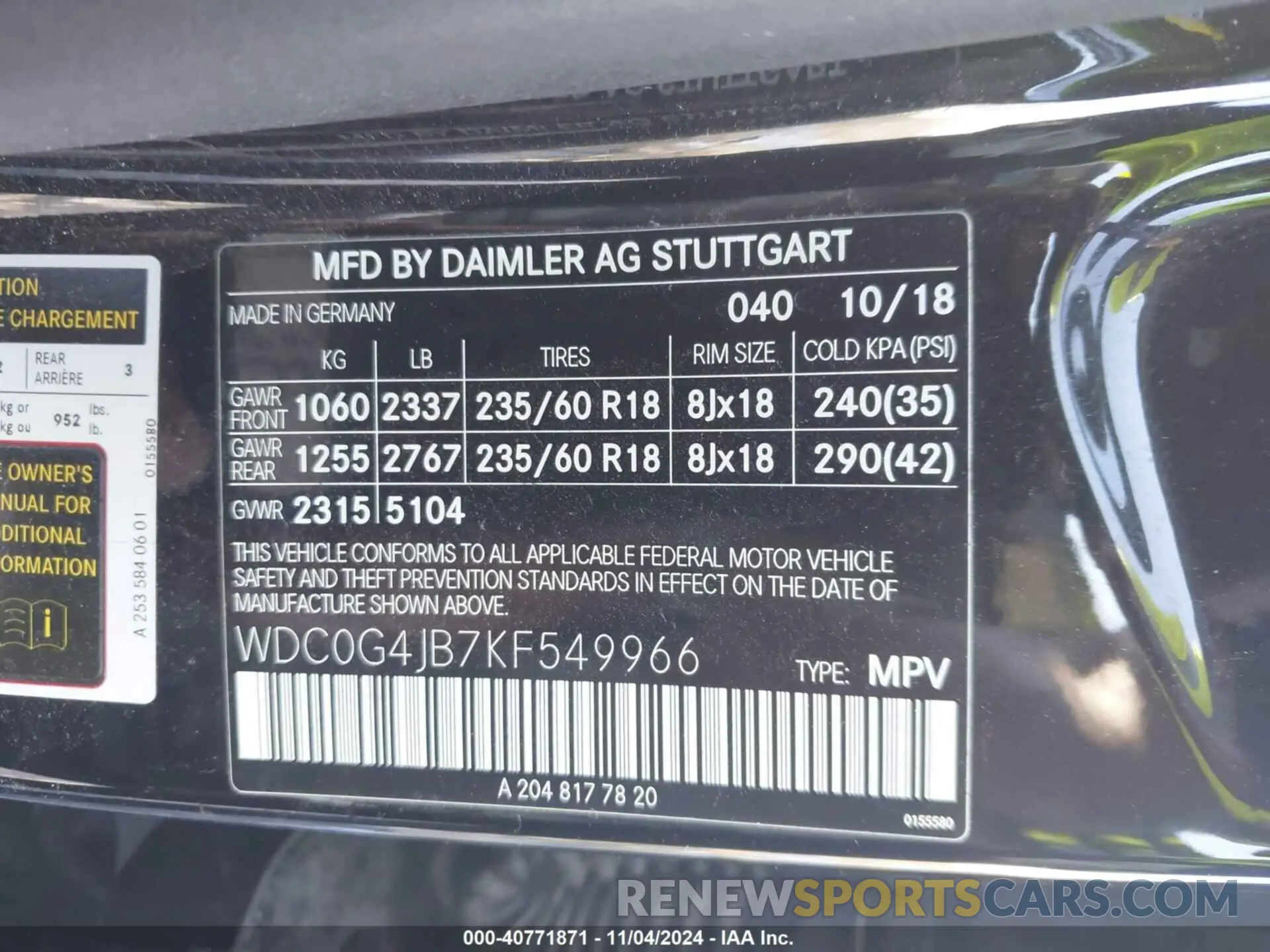 9 Photograph of a damaged car WDC0G4JB7KF549966 MERCEDES-BENZ GLC 300 2019