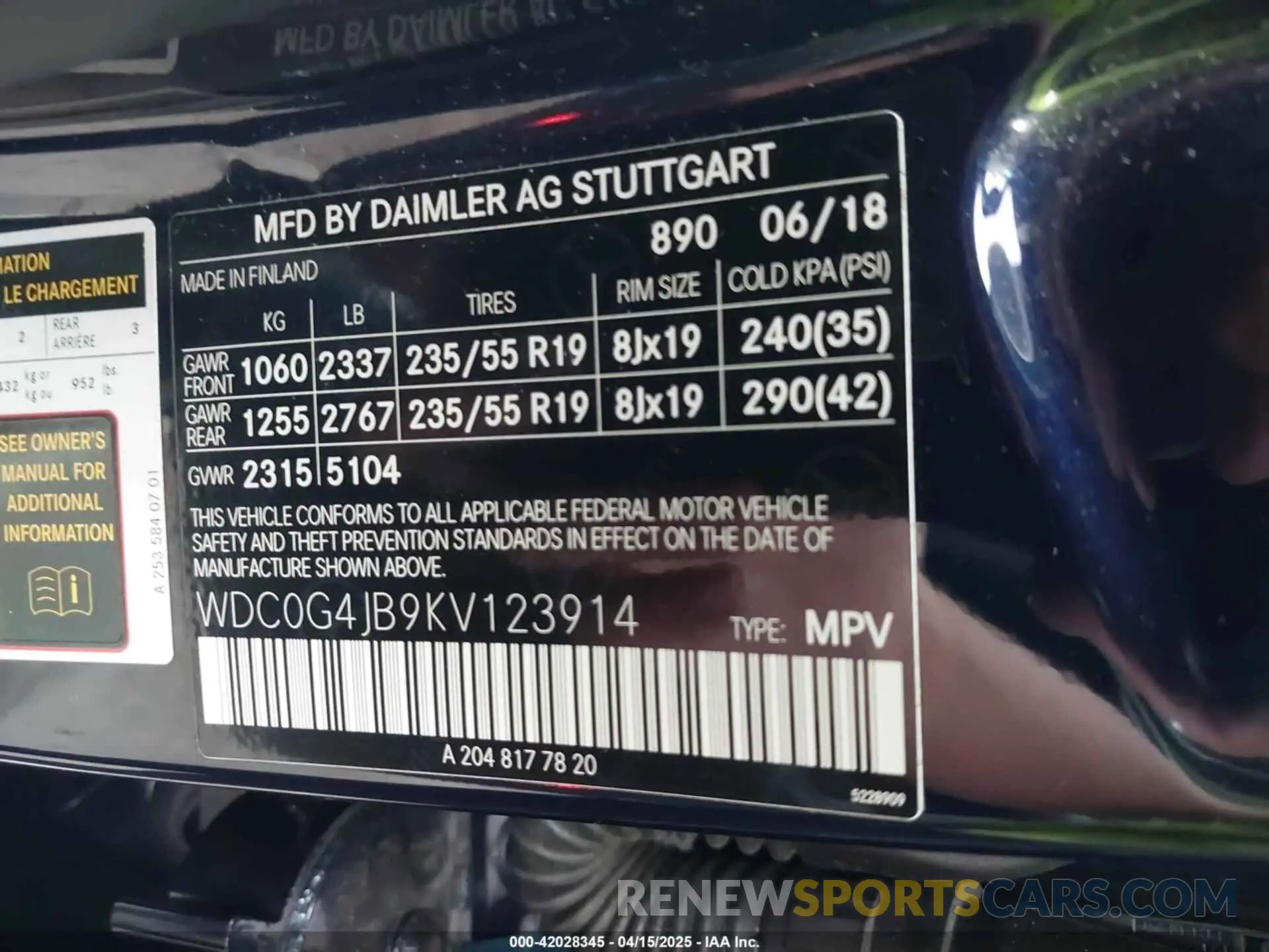 9 Photograph of a damaged car WDC0G4JB9KV123914 MERCEDES-BENZ GLC 300 2019