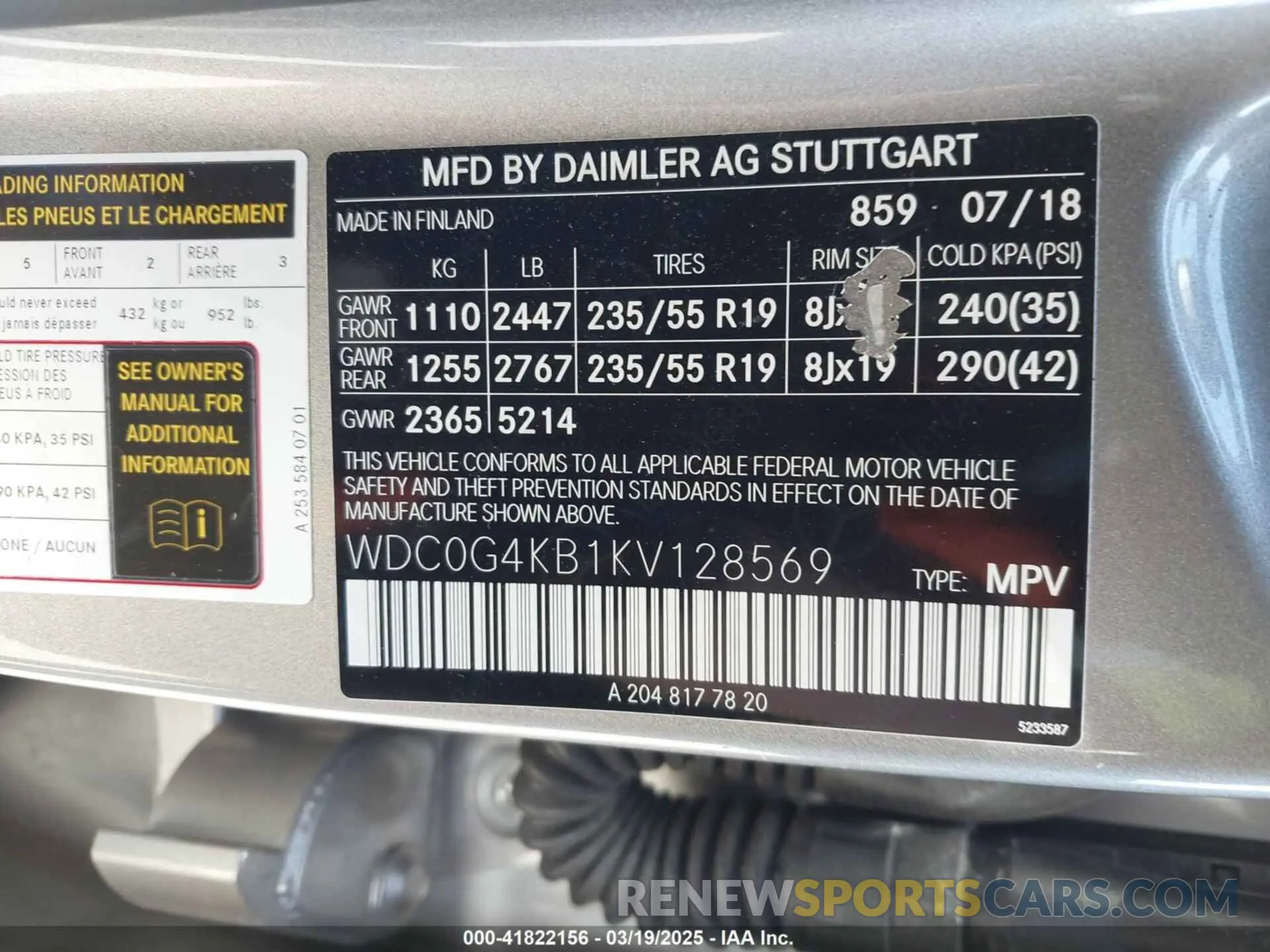 9 Photograph of a damaged car WDC0G4KB1KV128569 MERCEDES-BENZ GLC 300 2019