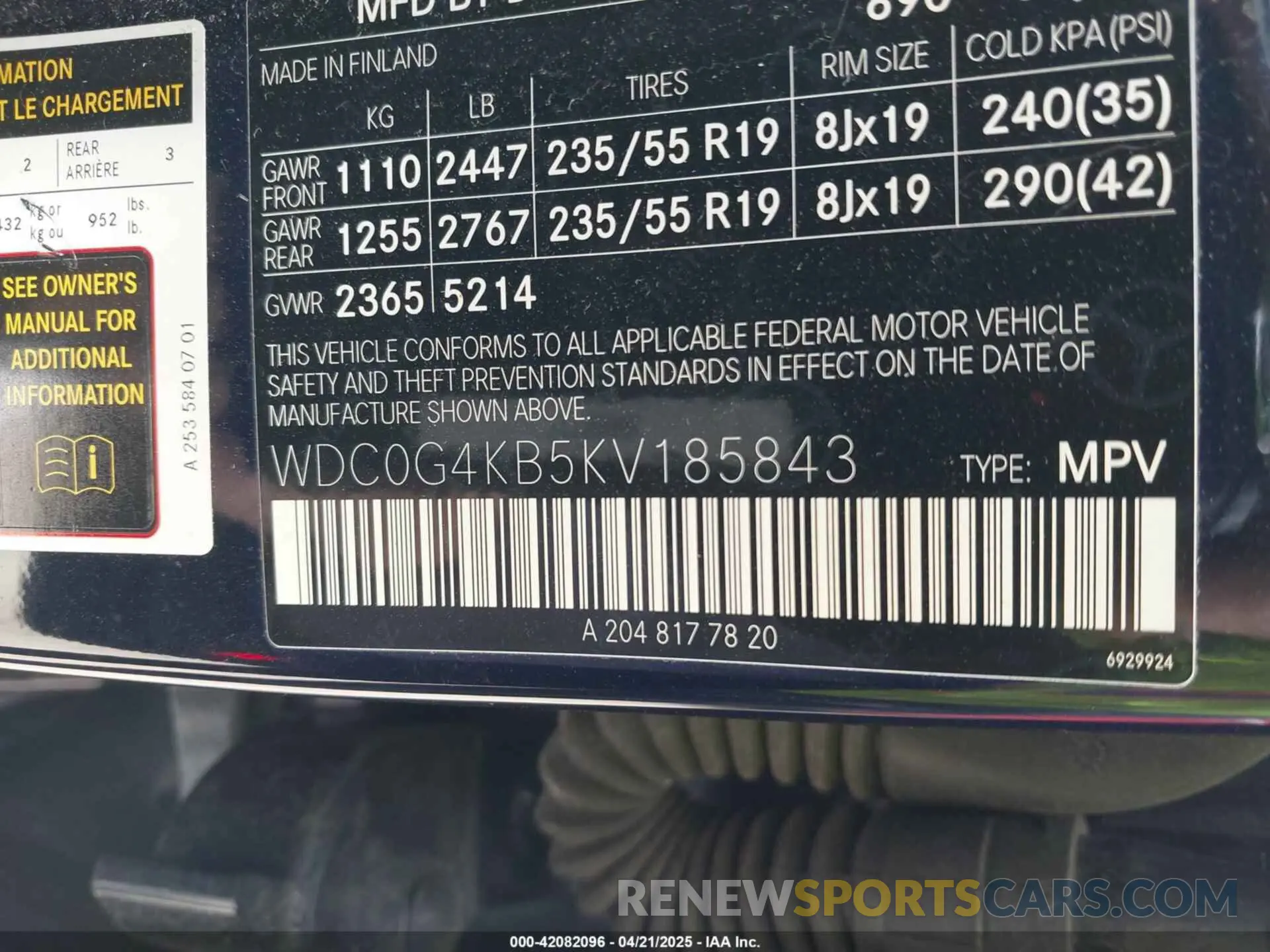 9 Photograph of a damaged car WDC0G4KB5KV185843 MERCEDES-BENZ GLC 300 2019