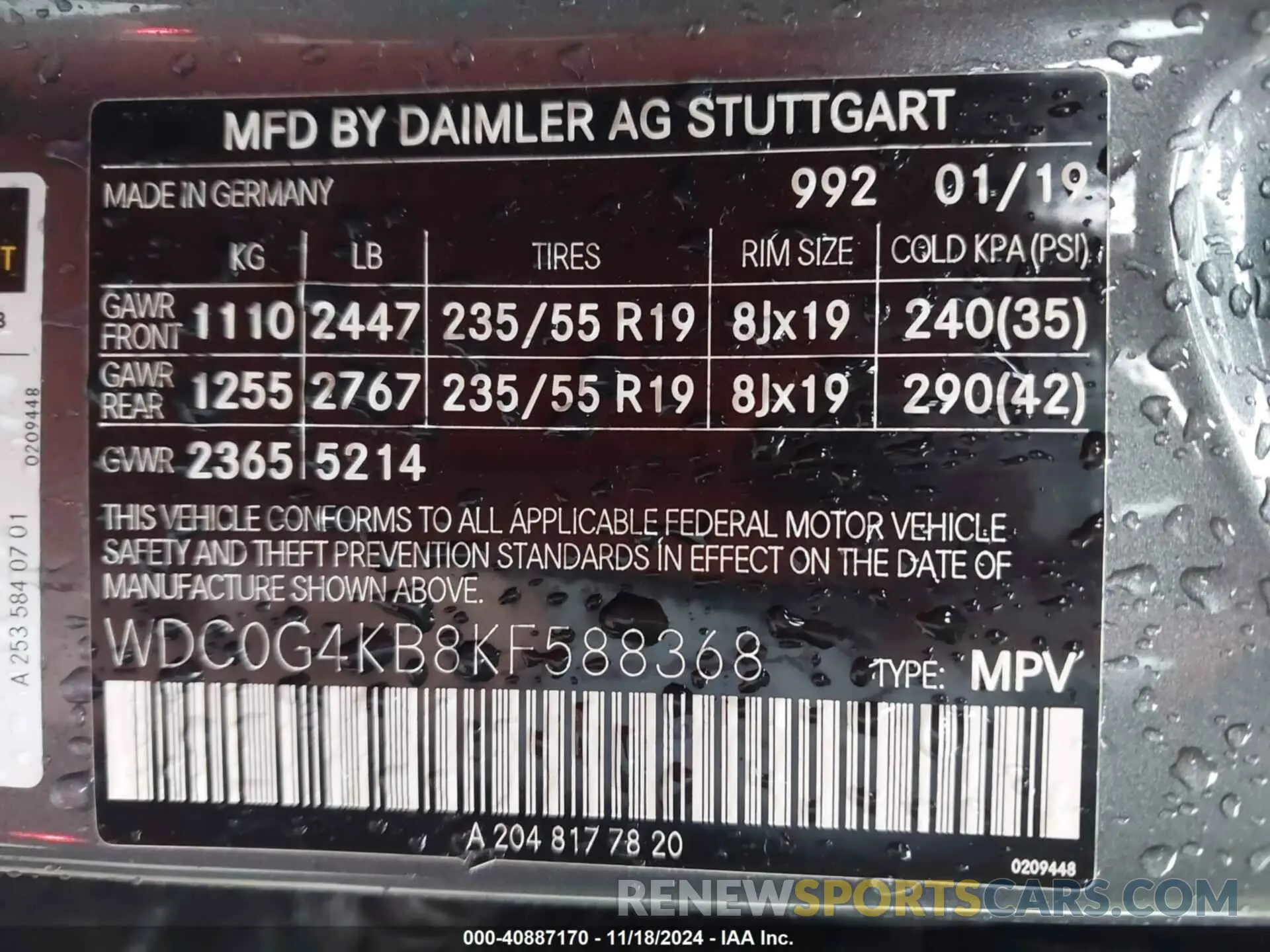 9 Photograph of a damaged car WDC0G4KB8KF588368 MERCEDES-BENZ GLC 300 2019