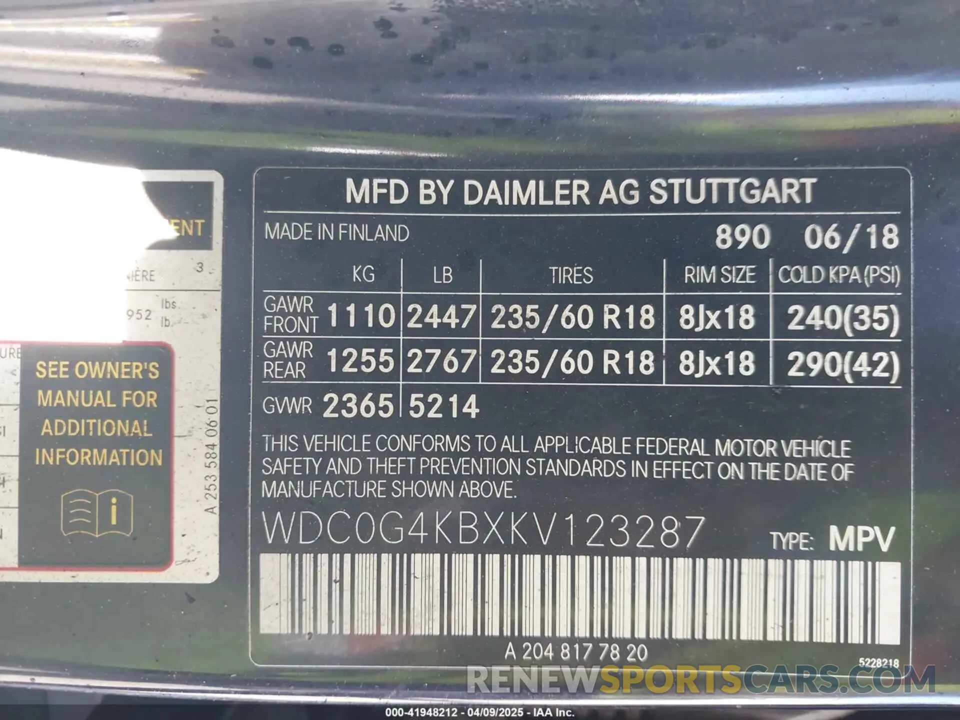 9 Photograph of a damaged car WDC0G4KBXKV123287 MERCEDES-BENZ GLC 300 2019
