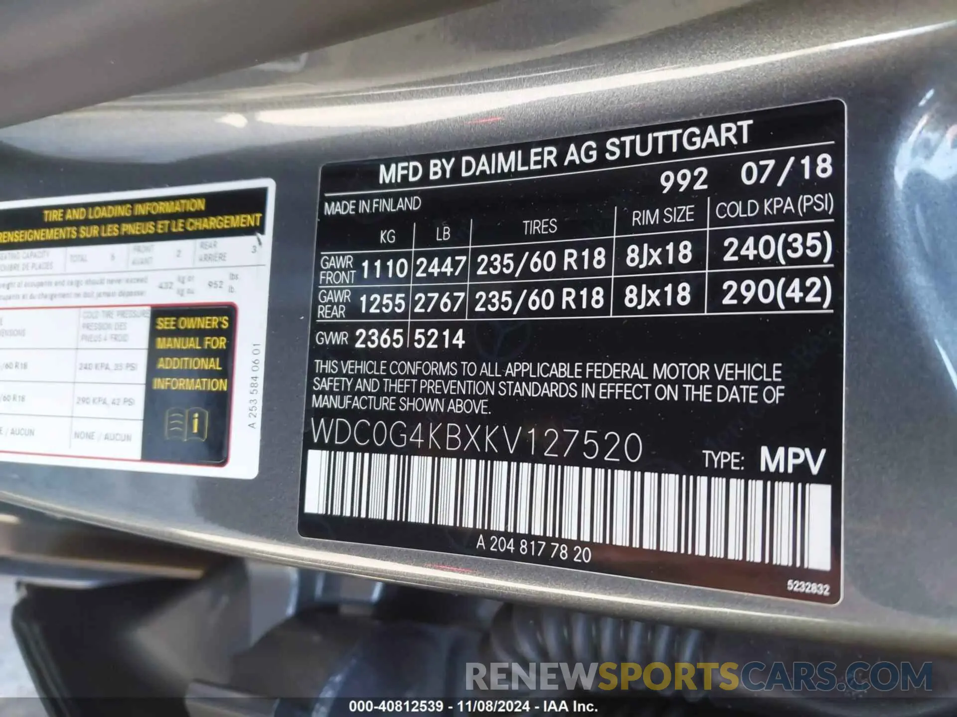 9 Photograph of a damaged car WDC0G4KBXKV127520 MERCEDES-BENZ GLC 300 2019