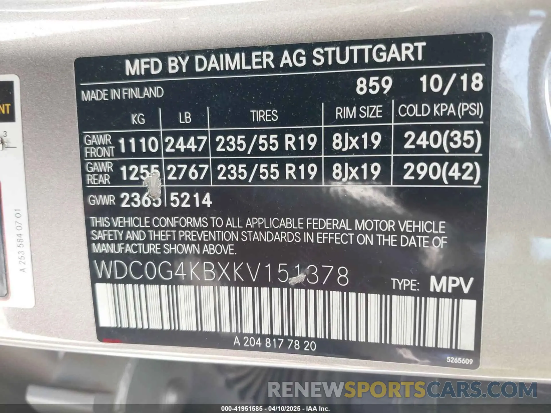 9 Photograph of a damaged car WDC0G4KBXKV151378 MERCEDES-BENZ GLC 300 2019