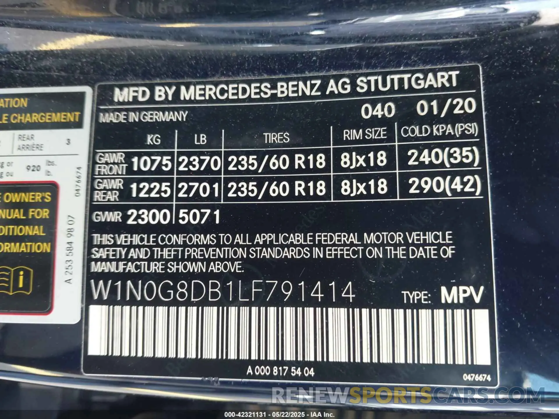 9 Photograph of a damaged car W1N0G8DB1LF791414 MERCEDES-BENZ GLC 300 2020